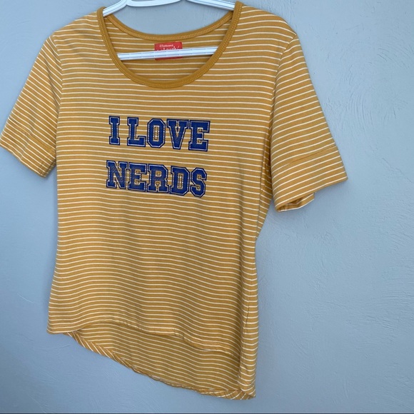 HERBENCH Yellow Printed Tee Stripes I LOVE NERDS Shortsleeves - Picture 4 of 9